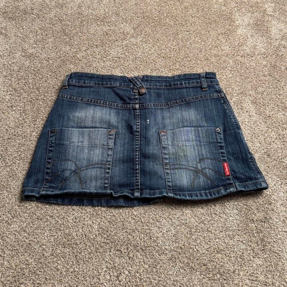 MISS VIE CROSS LOOP SQUARE POCKET DENIM SKIRT